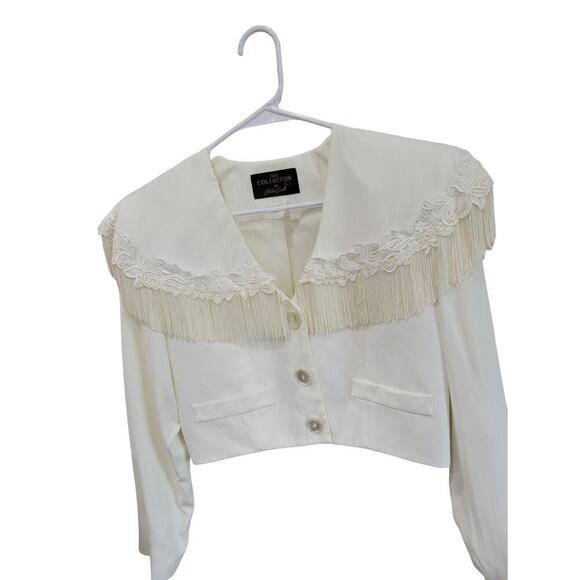 NEW Vintage The Collection By Eletra Casadei Crop Fringe Bolero Jacket Skirt Set - Picture 4 of 14